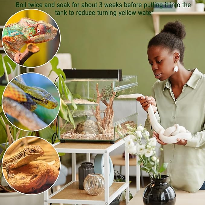 Driftwood for Aquarium, 2 Pieces 14-18 Inches Large Natural Drift Wood Fish Tank Assorted Branch Decorations for Reptile Hide