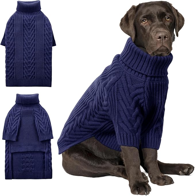 ASENKU XL Dog Sweater, Dog Sweaters for Extra Large Dogs,Pet Sweatshirt Apparel Turtleneck Pullover Winter Pitbull, Labrador Retriever(Royal Blue, X-Large)