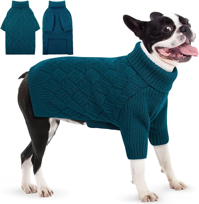 AOFITEE Dog Sweater, Dog Sweaters for Medium Dogs Girl, Warm Halloween Dogs Sweater, Winter Medium Pet Sweaters Female Male, Classic Turtleneck Knitwear for French Bulldog, Boston Terrier, M