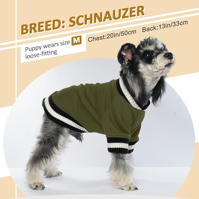 FUAMEY Dog Pullover Sweatshirt，Dog Winter Sweaters Warm Dog Clothes Dog Vest Thick Puppy Pullover Soft Pet Fleece Sweater Cute Doggie Boy Girl Outfit for Small Medium Dogs Green M
