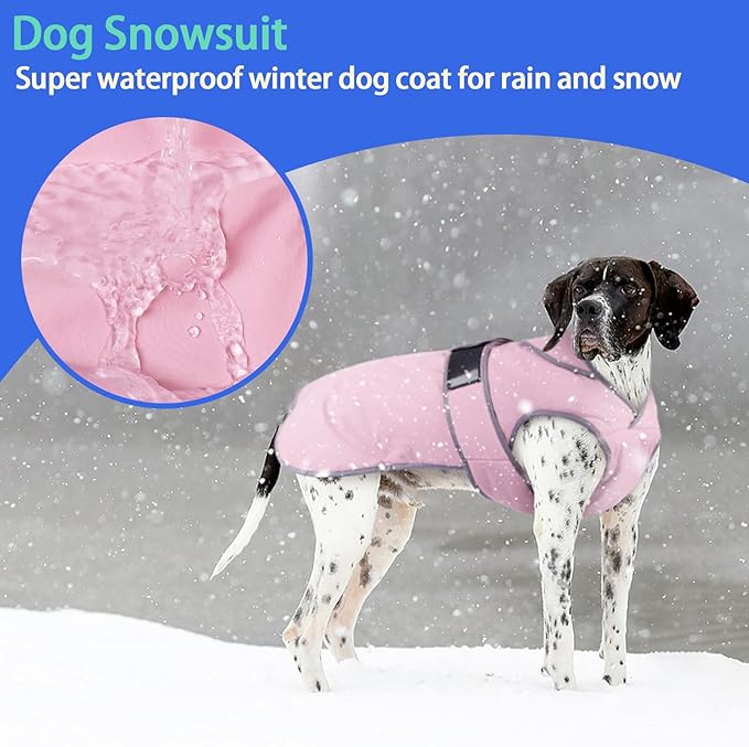 MIGOHI Waterproof Windproof Dog Coat - Reversible Stormguard Winter Jacket for Small to Large Dogs (Pink, XL)