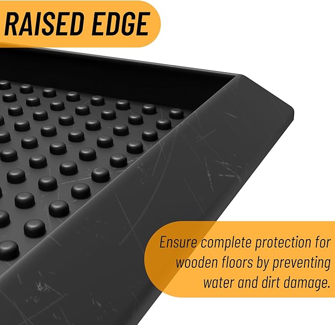 Ottomanson Indoor/Outdoor Boot Tray Non-Slip Doormat Modern Entryway Mat for Entryway Patio Backyard Garage, 17.5" x 27", Black