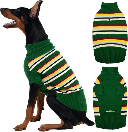 Kuoser XXL Dog Sweater, Dog Sweaters for Large Dogs, Pullover Warm Doggie Sweaters Boy Girl, Cold Weather Pet Kintwear Clothes for Golden Retriever, Labrador, Green XXL