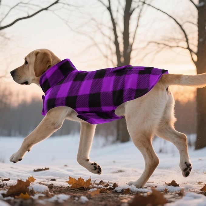 ASENKU Dog Jacket Plaid Reversible Reversible Dog Vest Waterproof Cold Winter Clothes Pet Apparel for Small Medium Large Dogs (2XL, Purple)