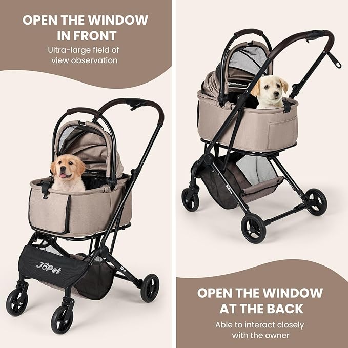 Pet Stroller for Small and medlium Dogs, Dog, Cat, Foldable carts, Carrier, One-Hand Automatic Folding, Puppy Stroller, Detachble Carrier (Nimbus Grey)