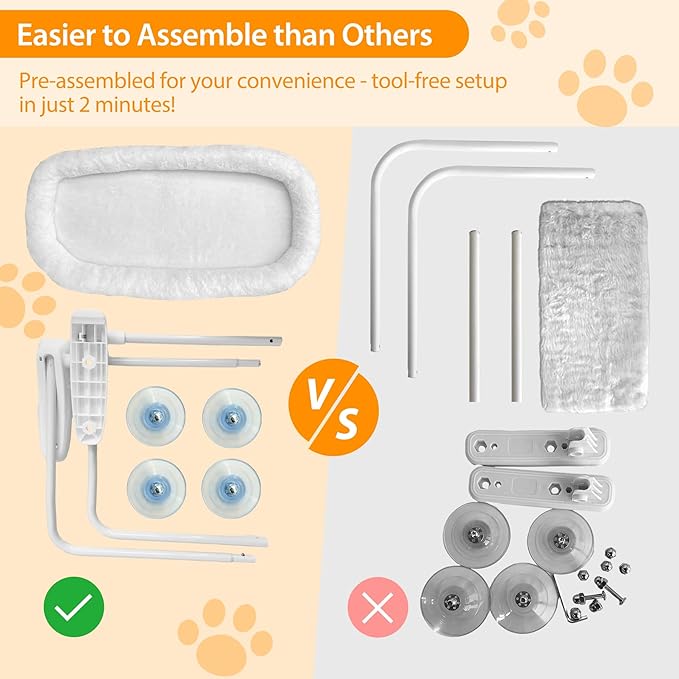 L&W BROS. Cat Window Perch Cushion Bed Cat Window Hammock with 4 Updated Suction Cups Easy to Assemble Cat Window Bed for Heavy Large Cats (M 1Pc)