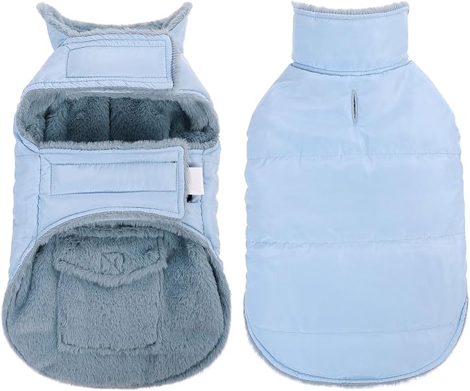 ASENKU Dog Coat, Dog Fleece Jacket with Plaid Reversible, Waterproof Windproof Cold Weather Vest, Pet Apparel for Small Medium Large Dogs