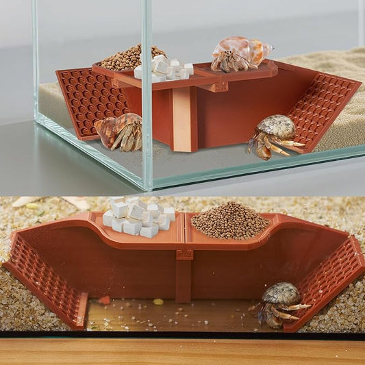 Hermit Crab Underground Hideout Cave Corner, 3 in 1 Multiple Shape Hermit Crab Climbing Accessories, Reptile Tank Accessories for Gecko Frog Tortoise