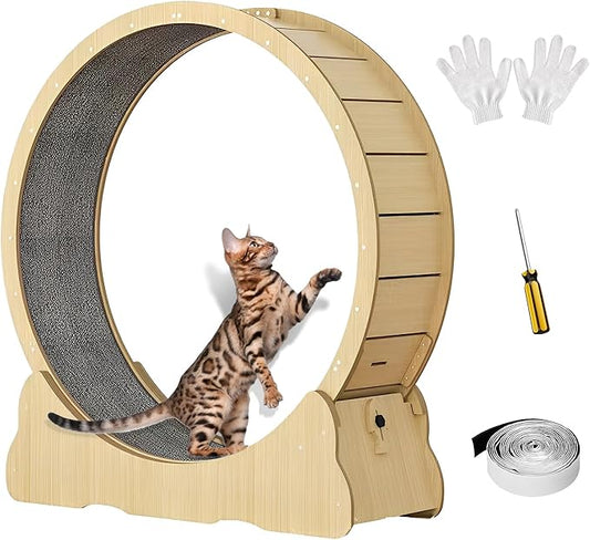 Cat Exercise Wheel,43.3 inch Large Cat Wheel Cat Treadmill with Detachable Carpet,Running Wheel for Indoor Cats,Low Noise,for Cat's Fitness and Health