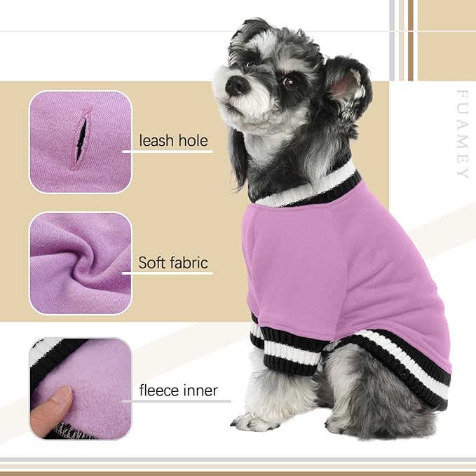 FUAMEY Dog Pullover Sweatshirt，Dog Winter Sweaters Warm Dog Clothes Dog Vest Thick Puppy Pullover Soft Pet Fleece Sweater Cute Doggie Boy Girl Outfit for Small Medium Dogs Lavender L