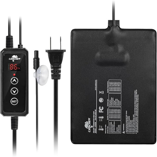 Reptile Heat Pad with Dimming Thermostat, 6" X 8" 8W Heating Pad Combo Set for 10-20 Gallon Reptile Tank, Under Tank Heater for Reptiles, Turtle, Snake, Lizard, Hermit Crab, Frogs, Seed