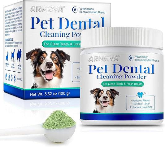 Dog Dental Powder - Teeth Cleaning Powder for Dogs - Dog Dental Care - Plaque & Bad Breath Off Powder Dog - Dental Care Supplies for Small - Medium - Large Dogs
