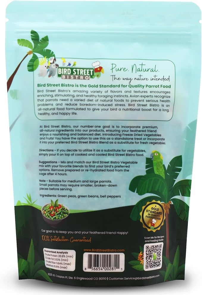 Bird Treats - Parrot & Cockatiel Treats - Parakeet & Conure Food - Sun Conure & Cockatiel Bird Food - Peas & Bell Peppers