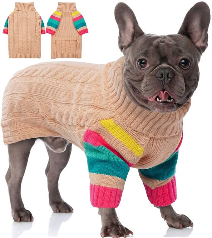 Dog Sweater Thick, Sweaters for Large Size Dogs Comfy, Stretchy Pullover Dog Sweater for Large Doggie, Christmas Dogs Sweaters Unisex, Warm Pet Knitwear Boston Terrier, Frenchie L