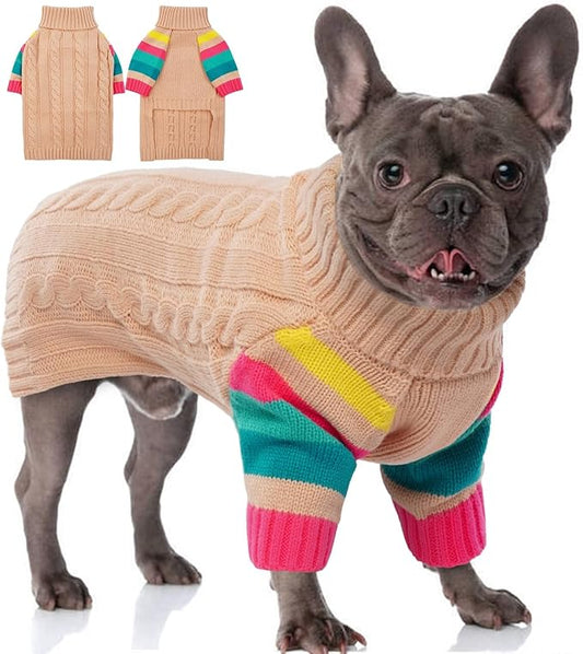 Dog Sweater Thick, Sweaters for Large Size Dogs Comfy, Stretchy Pullover Dog Sweater for Large Doggie, Christmas Dogs Sweaters Unisex, Warm Pet Knitwear Boston Terrier, Frenchie L