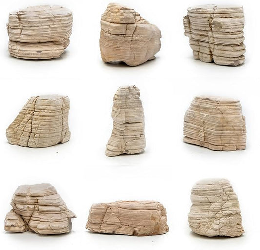 Natural Aquarium Rocks PH Neutral Stone 2-7inch Fish Rocks 10LB Pagoda Rocks for Aquariums, Landscaping Model,Tank Decoration,Amphibian Enclosures-6-7Pcs