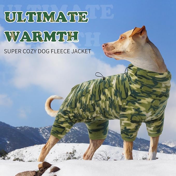 ROZKITCH Dog Winter Coat Soft Fleece Pullover Pajamas, Pet Windproof Warm Cold Weather Jacket Vest with Luminous Zipper, Jumpsuit Apparel Outfit Clothes for Small Medium Large Dog Camo S