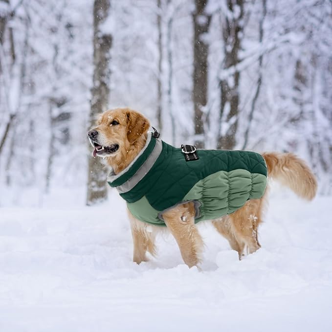 Lelepet Dog Coat Warm Dog Winter Coat Waterproof Dogs Jacket with Harness Built in Reflective Pet Fleece Vest Zip-Up Cold Weather Coats for Dogs Turtleneck & Windproof Coats Chihuahua Teal Green XS