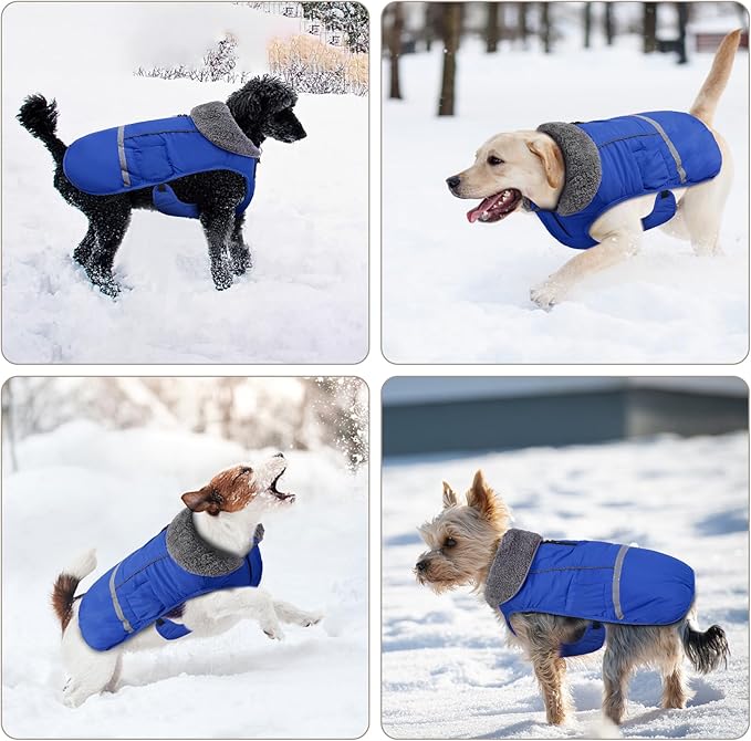 Doglay Dog Coat, Waterproof Dog Jacket Pet Winter Coat for Cold Weather with Thicken Furry Collar, Reflective Puppy Winter Jacket Warm Fleece Lining for Small Medium Large Pets