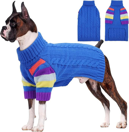 Dog Sweaters Turtleneck, Large Dog Sweater Thick Warm, Stretchy Winter Sweaters for Large Size Dogs, Warm Thick Christmas Dogs Sweater, St Bernard, Great Dane (Blue XXXXXL)