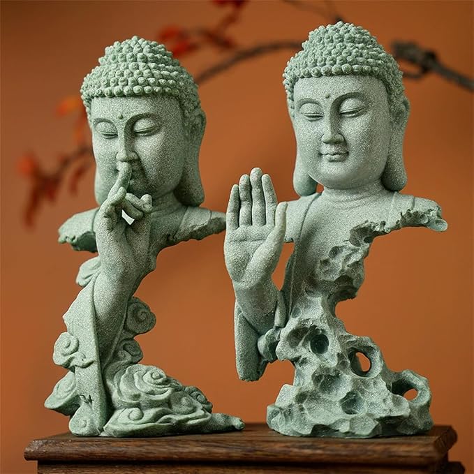 livelyfish Meditating Buddha Statue Zen Garden Statues Sandstone Thinker Buddha Sculpture Figurine for Fish Tank Aquarium Home Decorations, Gift (A)
