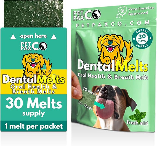 Dog Breath Freshener 5 in 1 – 30 Oral Strips – Natural Sage, Spirulina, Apple Cider Vinegar – Dogs Dental Care Products, Fresh Breath & Oral Hygiene Support – No Chew Dog Breath Mints