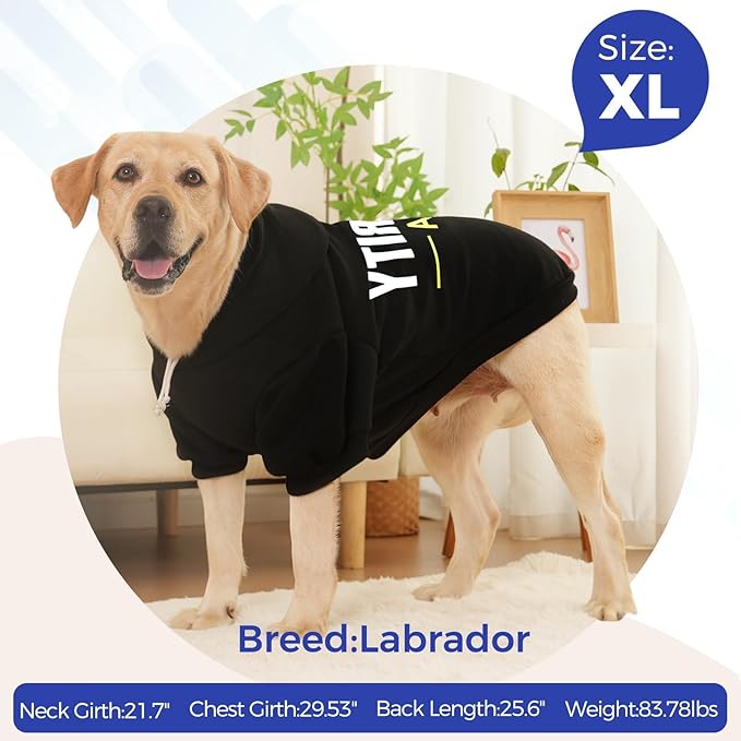 BINGPET Security USA Dog Sweater with Hood and Leash Hole,Warm Fleece Dog Hoodie & Winter Coat for Small to Large Dogs,Cold Weather Pet Clothes(X-Large)