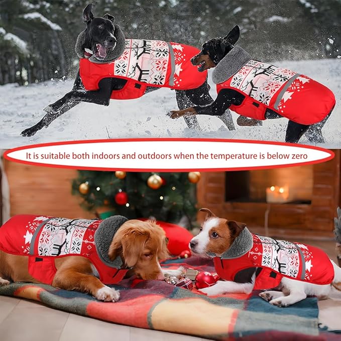 Doglay Dog Coat, Waterproof Dog Jacket Pet Winter Coat for Cold Weather with Thicken Furry Collar, Reflective Puppy Winter Jacket Warm Fleece Lining for Small Medium Large Pets