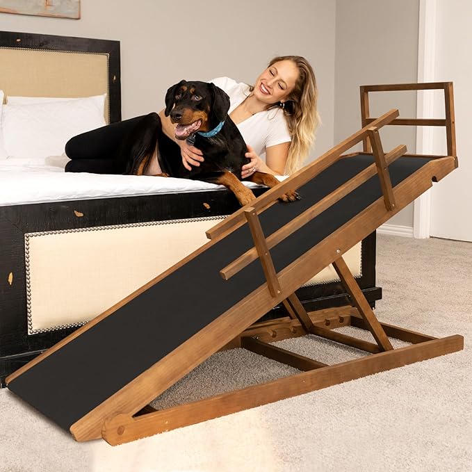 ABORON Dog Ramp,Adjustable Folding Pet Ramp for Bed,Couch,SUV - High Traction Portable Rubber Paw Ramps,Great for Small & Large Old Dogs & Cats, Supports up to 200 lbs,63''Long