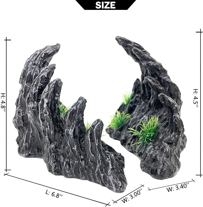 Aquarium Decoration Large and Tall for Fish Tank Rock Thematic Ornaments Aquarium Mountain View Stone Ornaments Aquarium Decor Shelter House Cave Fish Tank Decoration - Medium