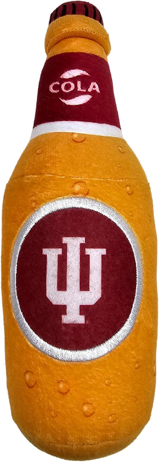 NCAA Indiana Hoosiers Beer Bottle Plush Dog & CAT Squeak Toy- Cutest Stadium SODA Bottle Snack Plush Toy for Dogs & Cats with Inner Squeaker & Beautiful Football/Basketball Team Name/Logo
