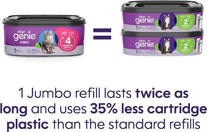 Litter Genie Refill Bags | Jumbo 2- Count | Up to 8 Months of Supply in 2 cartridges | Ultimate Odor Control Cat Litter Bags (Pack of 3)