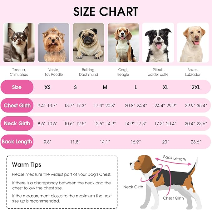 Queenmore Cold Weather Dog Coats Loft Reversible Winter Fleece Dog Vest Waterproof Pet Jacket Available in Extra Small, Small, Medium, Large Extra Large Sizes