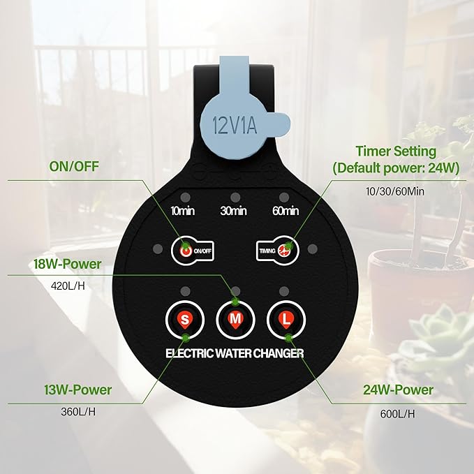 Aquarium Vacuum Gravel Cleaner,24W Electric Fish Tank Cleaning Tools,Multifunctional Fish Tank Gravel Cleaner Vacuum for Water Changer Wash Sand Circulation (Black)