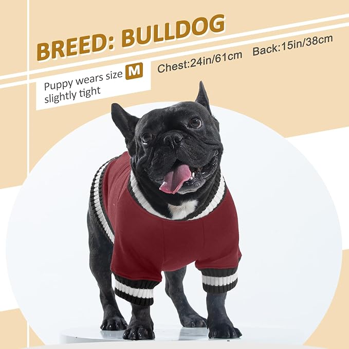 FUAMEY Dog Pullover Sweatshirt，Dog Winter Sweaters Warm Clothes Vest Thick Puppy Soft Pet Fleece Sweater Cute Doggie Boy Girl Outfit for Small Medium Dogs Wine-red L, Large(chest:26.7in)