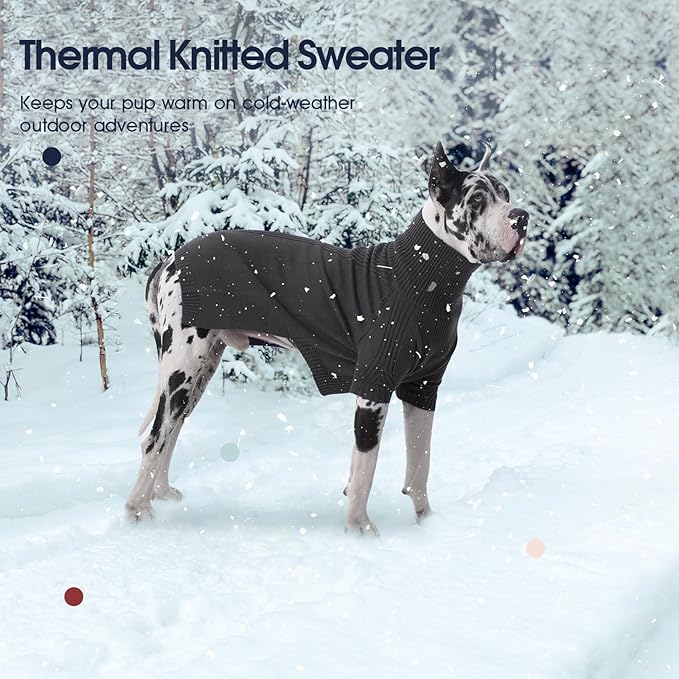 IECOii XXXL Dog Sweater,Warm Dog Sweaters for Extra Large Dogs Girl Boy,Stretchy & Cozy,Turtleneck Knitted Pullover for Pet Wear On Holiday,Easy On Doggy Sweatshirt for Labrador (Grey,XXXL)
