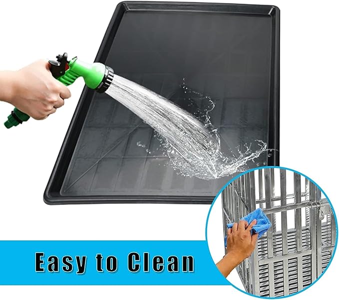 47 INCH Heavy Duty Dog Cage Stainless Steel Pet Crate Kennel with Lockable Wheels & Removable Trays for Large and X-Large Dogs (Stackable)