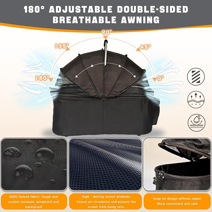 Pet Stroller for Small & Medium Dogs Cats up to 55 lbs 4-in-1 Foldable Travel Pet Stroller with Detachable Carrier Lightweight All-Terrain Spring Damping,Car Seat,Sun Canopy,Black