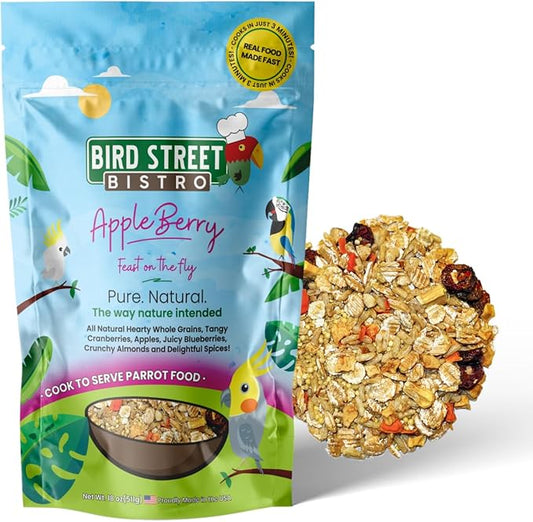 Parrot Food - Parakeet & Cockatiel Food - Cooks in 3-15 min with Natural & Organic Grains, Legumes, Non-GMO Fruits, Vegetables & Health Spices