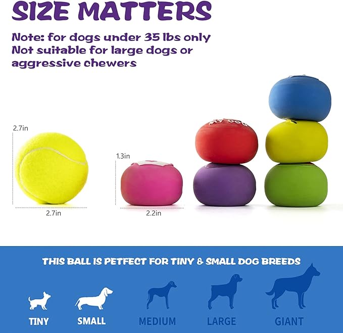 Squeaky Dog Ball, Latex Cute Dog Toys for Puppy and Small Dogs Soft Rubber Fetch Play Catch Ball Bounce and Funny Squeak Pet Toys 6 Pack