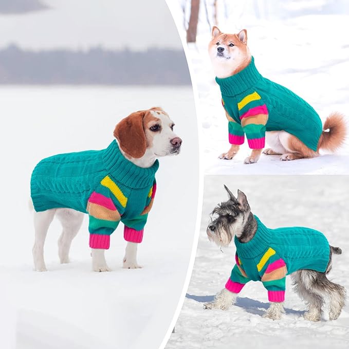 Dog Sweaters Turtleneck, Large Dog Sweater Thick Warm, Stretchy Winter Sweaters for Large Size Dogs, Warm Thick Christmas Dogs Sweater, St Bernard, Great Dane (Green XXXXXL)