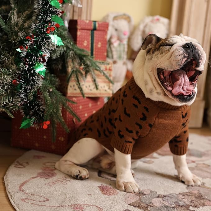 ROZKITCH Thick Knitted Dog Sweater for Medium and Large Dogs, Turtleneck Pullover, Warm Coat for Labs, Retrievers, and Shepherds Khaki M