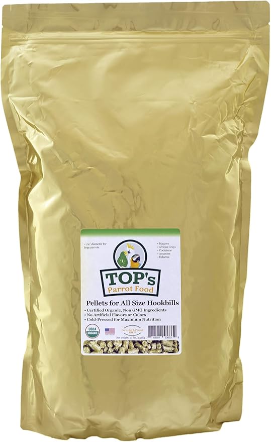 TOP's Parrot Food Pellets Hookbills, Small, Medium and Large Parrots - Non-GMO, Peanut Soy & Corn Free, USDA Organic Certified - 10 lb / 4.53 kg