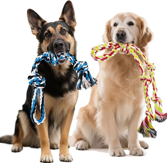 YALAVA 2 Pack Dog Rope Toys for Aggressive Chewers, 20 Inch Heavy Duty Chew Toys for Teeth Cleaning, Cotton Rope Dog Tug Toy for Medium to Large Breed