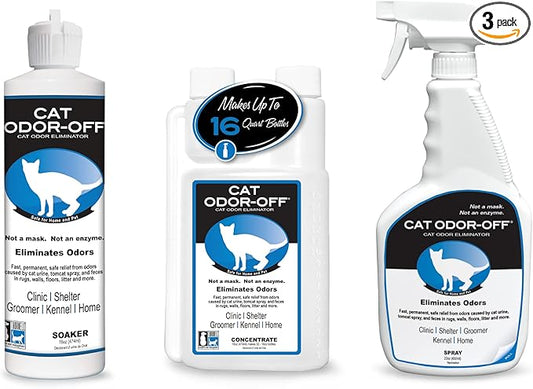 Thornell Cat Odor-Off Concentrate Pet Smell Odor Eliminator Bundle – Cat Odor Eliminator Concentrate for Pet Urine Odor, Tomcat Spray for Cat Urine Smell, Feces on Carpet & Litter Boxes