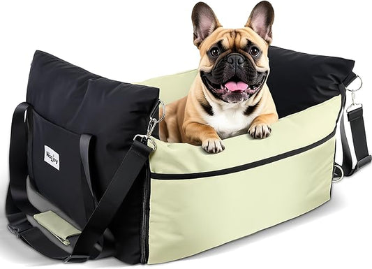 Dog Car Seats for Small Dogs, Multi-Pocket Storage Waterproof Small Dog Car Seat, Portable Pet Carseats Travel Bed, Pet Booster Cars Seats with Safety Leash & Thickened Memory Foam, Colorblock