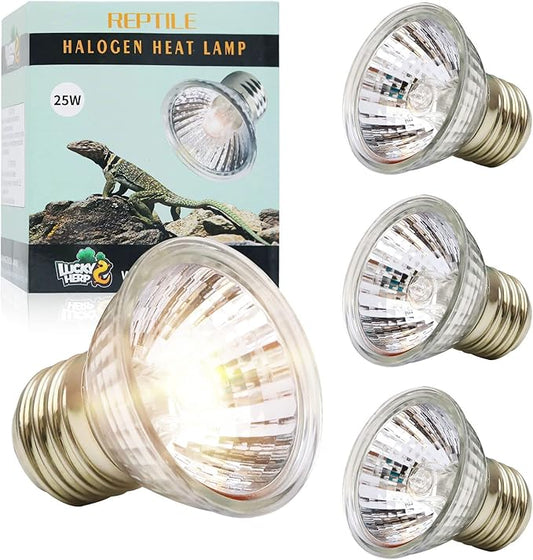 LUCKY HERP 4 Pack 25W UVA UVB Reptile Light Bulbs, Heat Lamp Bulbs for Reptiles and Amphibians, Basking Light Bulb for Turtle, Bearded Dragon, Lizard Heating Use