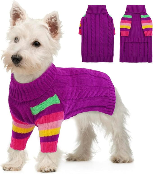 XS Dog Sweater Warm, Dog Sweaters for Small Dogs Girls Boys, Stretchy Puppy Sweater,Turtleneck Extra Small Doggie Sweater Winter,Pullover Pet Knitwear Teacup, Yorkie, Chihuahua (Purple XS)