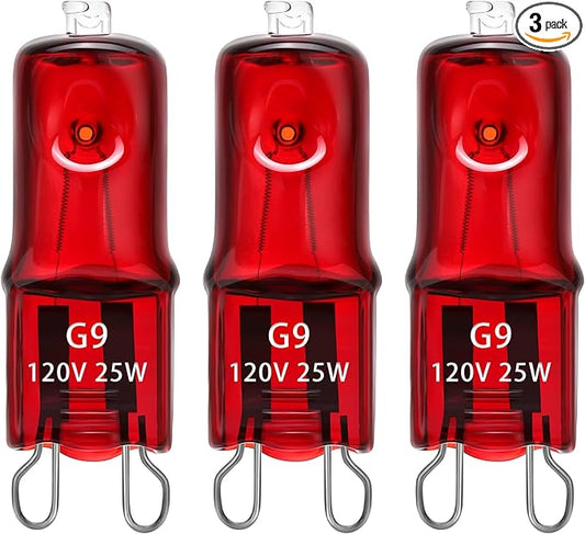 3 Pack G9 Infrared Heat Lamp Bulbs for Reptile, Dimmable Night Red UVA Reptile Heat Lamp, 2 Pin Base Mini Reptile Light Bulb Replacement (25 Watt)
