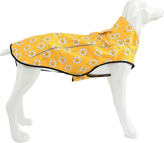 Mile High Life Dog Raincoat, Adjustable Waterproof Reflective Rain Jacket for Small Medium Large Dogs, Lightweight Breathable Pet Rain Coat with Leash Hole(Yellow Sun,XXS Chest 16-19")